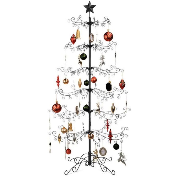 Wrought iron christmas tree ornament display