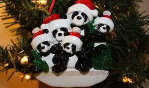 Panda bear christmas ornament