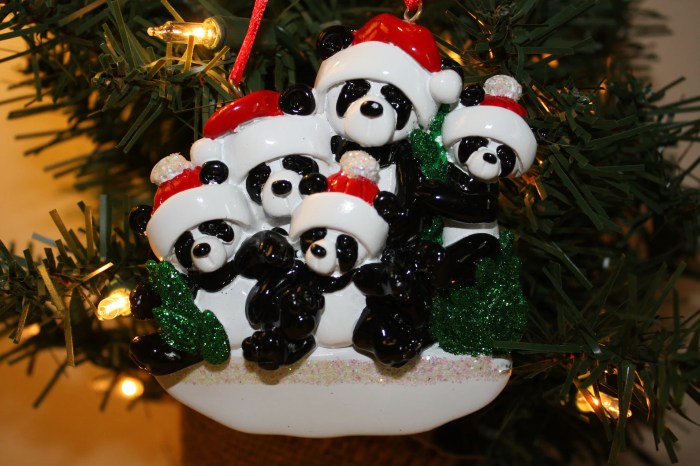 Panda bear christmas ornament