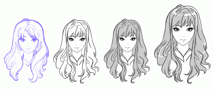 Female long hair anime hairstyles